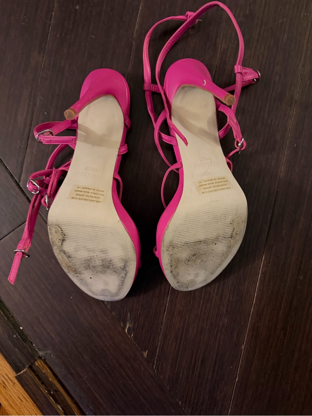 Steve Madden Hot Pink Multi-Strap Stiletto Sandals - Picture 7 of 8